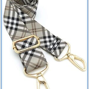 Plaid Adjustable Strap with Gold Hardware